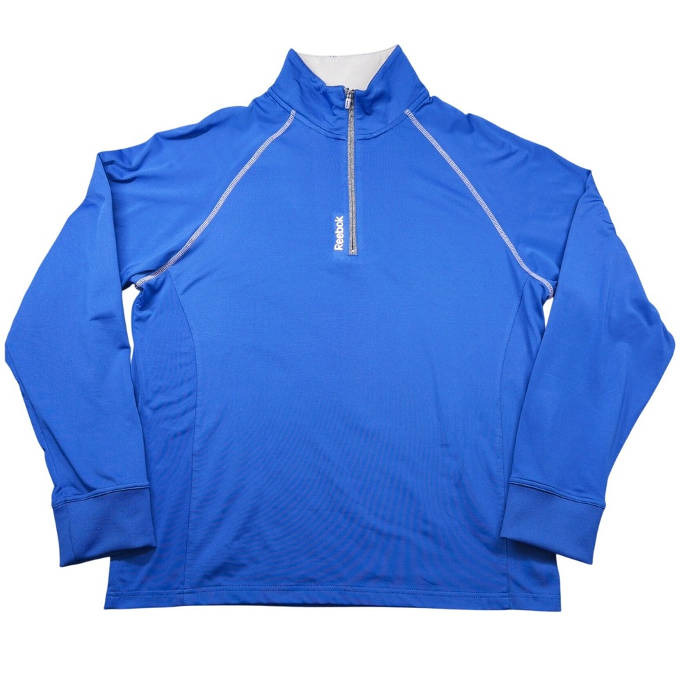 Reebok Quarter Zip Pullover Mens Large Blue Active Running Gym Athletic Top